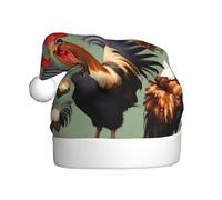 YYHWHJDE Chapeau de Noël imprimé coq et poulet pour adulte, ce qui en fait un cadeau amusant et durable pour homme et femme