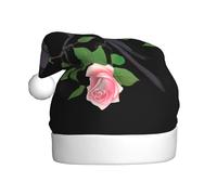 YYHWHJDE Chapeau de Noël imprimé corbeau rose pour adulte, ce qui en fait un cadeau amusant et durable pour homme et femme