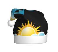 YYHWHJDE Chapeau de Noël imprimé soleil dans le ciel bleu pour adulte, ce qui en fait un cadeau amusant et durable pour homme et femme