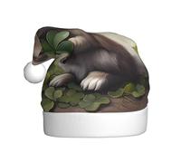 YYHWHJDE Chapeau de Noël imprimé trèfle lapin pour adulte, doux, léger, fête de vacances