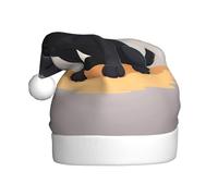 YYHWHJDE Chapeau de Noël timide avec imprimé petit chien noir pour adulte, ce qui en fait un cadeau amusant et durable pour homme et femme