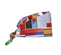 YYHWHJDE Chapeau de travail respirant avec différents drapeaux imprimés de qualité supérieure en velours peau de pêche réglable, doux, polyvalent