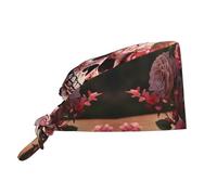 YYHWHJDE Chapeau de travail respirant avec motif tête de mort et roses pour chef, soins infirmiers, spa, soins du visage, fitness