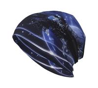 YYHWHJDE Chapeau Kni tricoté tendance pour adulte Motif Star River Planet Channel Imprimé léger, extensible et chaud Noir