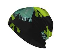 YYHWHJDE Chapeau tricoté mignon grenouille portant une écharpe image adulte, chapeau haricot décontracté, chapeau élastique sans bord, unisexe noir