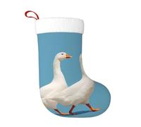 YYHWHJDE Chaussette de Noël avec deux oies blanches - Accessoire décoratif moelleux et doux pour homme et femme