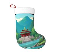 YYHWHJDE Chaussette de Noël motif temples anciens dans les montagnes - Accessoire décoratif moelleux et doux pour une utilisation en vrac par les femmes et les hommes