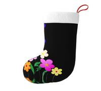 YYHWHJDE Chaussettes de Noël colorées avec motif espace de petites fleurs - Décoration de Noël - Grande capacité