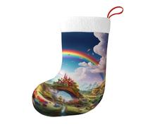 YYHWHJDE Chaussettes de Noël Little World Under the Rainbow - Grande capacité - Imprimé - Décoration