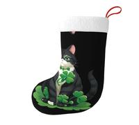 Yyhwhjde Chaussettes décoratives de Noël à motif trèfle à trois feuilles pour remplir de petits cadeaux tels que des bonbons et des petits jouets