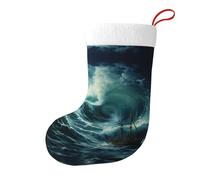 YYHWHJDE Chaussettes décoratives de Noël avec imprimé « Ship in the waves » pour ranger des cartes cadeaux, des bonbons, des petits jouets