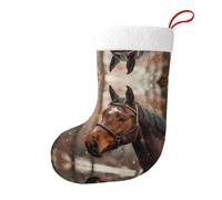 Yyhwhjde Chaussettes décoratives de Noël avec motif cheval marron pour remplir de petits cadeaux tels que des bonbons et des petits jouets