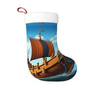 YYHWHJDE Chaussettes décoratives de Noël douces avec imprimé bateau Vikings légères, avec une bonne sensation tactile pour Halloween, Noël et Nouvel An