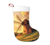 YYHWHJDE Chaussettes décoratives de Noël douces. Le moulin à vent sur la prairie est léger, avec une bonne sensation tactile pour Halloween, Noël et le Nouvel An