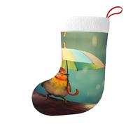 Yyhwhjde Chaussettes décoratives de Noël motif oiseau sous le parapluie arc-en-ciel pour remplir de petits cadeaux tels que des bonbons et des petits jouets