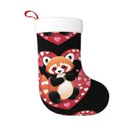 YYHWHJDE Chaussettes décoratives de Noël motif panda rouge entouré de cœurs d'amour. Utilisées pour les activités communautaires, les spectacles sur scène et les rassemblements de vacances