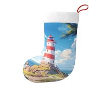 Yyhwhjde Chaussettes décoratives de Noël motif phare sur la côte pour remplir de petits cadeaux tels que des bonbons et des petits jouets