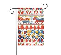 YYHWHJDE Chemin de table suédois Dala avec motif folklorique - Mât de jardin - Décoration de cour extérieure - 30,5 x 45,7 cm