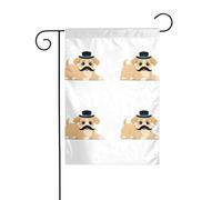 YYHWHJDE Chiot avec fausse moustache imprimé drapeau de jardin décoration cour 30,5 x 45,7 cm épais mode
