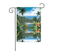 YYHWHJDE Ciel tropical Écologie Motif mât de drapeau extérieur Décoration de cour double face 30,5 x 45,7 cm