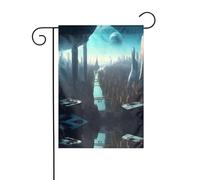 YYHWHJDE Cities of the Future - Mât de drapeau de jardin - Décoration extérieure - Double face - 30,5 x 45,7 cm