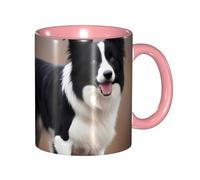 YYHWHJDE colorName Tasse en céramique double couleur Convient pour cappuccino, latte, céréales, yaourt, lait, boissons chaudes ou froides, four à micro-ondes, imprimé Border Collie