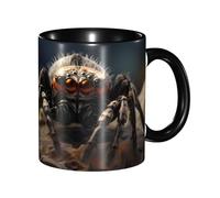 YYHWHJDE ColorName Tasse en céramique double couleur pour cappuccino, latte, céréales, yaourt, lait, boissons chaudes ou froides, four à micro-ondes, impression d'araignée sauvage