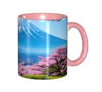 YYHWHJDE ColorName Tasse en céramique double couleur pour cappuccino, latte, céréales, yaourt, lait, boissons chaudes ou froides, four à micro-ondes Mont Fuji au début du printemps