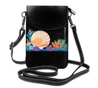 YYHWHJDE Coquillages colorés suspendus sur des imprimés corail, petit sac à bandoulière en cuir pour femme, imperméable et durable