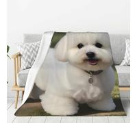 YYHWHJDE Couverture en flanelle épaisse pour chien Bichon frisé 101,6 x 76,2 cm : légère, chaude et durable, super douce