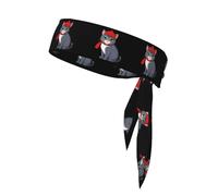 YYHWHJDE Cravate de sport avec motif chat gris avec chapeau rouge, séchage rapide, évacuation de l'humidité, pour femmes, filles et hommes, entraînement, léger, respirant