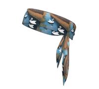 YYHWHJDE Cravate de sport avec motif de cygne blanc, séchage rapide, évacuation de l'humidité, bande athlétique multifonctionnelle pour homme et femme