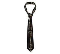 YYHWHJDE Cravate de style classique pour homme avec imprimé guitare noire adaptée pour les vacances et le travail