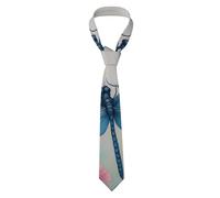 YYHWHJDE Cravate pour homme avec imprimé fleur rose et libellule bleue, douce et confortable, ne se déforme pas, résistante à la décoloration, durable (145 x 8,1 cm)