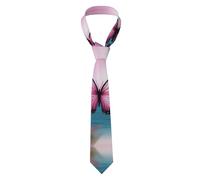 YYHWHJDE Cravate pour homme avec imprimé papillon rose et mer, douce et confortable, ne se déforme pas, résistante à la décoloration, durable (145 x 8,1 cm)