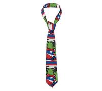 YYHWHJDE Cravate pour homme avec motif drapeau de Porto Rico, grenouille, palmiers, pour le travail, le travail, les anniversaires, les mariages, les fêtes, les banquets, entretien facile, 145 x 7,9