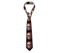 YYHWHJDE Cravate pour homme avec motif tête de mort recouverte de champignons rouges - Doux et confortable pour le travail, le travail, un anniversaire, un mariage, une fête, un banquet - 145 x 7,9 cm