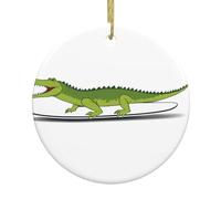 Yyhwhjde Crocodile Surf On The Beach Image Circulaire Décoration Supermarché Céramique Hiver Noël Fête Maison