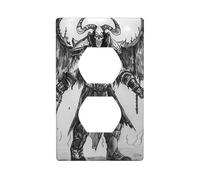 YYHWHJDE Croquis d'un démon imprimé double panneau mural pour prise électrique - Décoration durable - 11,4 x 7 cm