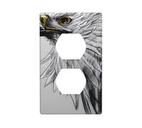 YYHWHJDE Croquis un aigle imprime double panneau mural prise électrique plaque de couverture incassable décoration durable 11,4 x 7 cm