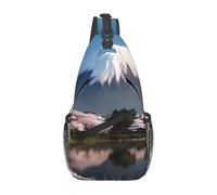 YYHWHJDE Cross Chest Bag Diagonally Sac à bandoulière de qualité, durable et spacieux pour homme et femme Motif Mont Fuji au début du printemps Noir Taille unique, Noir , Taille unique
