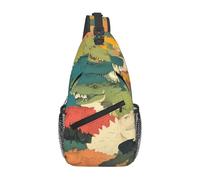 YYHWHJDE Cross Chest Bag Diagonally - Sac à bandoulière de qualité, durable et spacieux pour homme et femme, imprimé peau de crocodile colorée, noir, taille unique, Noir , Taille unique