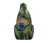 YYHWHJDE Cross Chest Bag Diagonally Sac à bandoulière de qualité, durable et spacieux pour homme et femme Motif plumes de paon Noir Taille unique, Noir , Taille unique