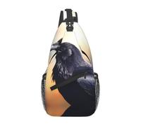 YYHWHJDE Cross Chest Bag Diagonally Sac à bandoulière de qualité, durable et spacieux pour homme et femme, motif corbeau, noir, taille unique, Noir , Taille unique