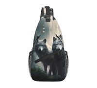 YYHWHJDE Cross Chest Bag Diagonally - Sac à bandoulière de qualité, durable et spacieux pour homme et femme, imprimé deux loups, noir, taille unique, Noir , Taille unique