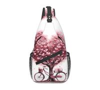 YYHWHJDE Cross Chest Bag Diagonally Sac à bandoulière de qualité, durable et spacieux pour homme et femme, pour la fête des mères, la Saint-Valentin, impression romantique cœur arbre et vélo, noir,