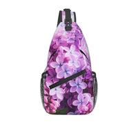YYHWHJDE Cross Chest Bag Diagonally - Sac à bandoulière de qualité, durable et spacieux pour homme et femme, encadrement de fleurs lilas en impression de fleurs, noir, taille unique, Noir , Taille
