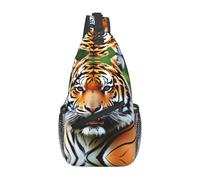 YYHWHJDE Cross Chest Bag Diagonally - Sac à bandoulière de qualité, durable et spacieux pour homme et femme, image de tigre féroce, noir, taille unique, Noir , Taille unique