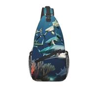 YYHWHJDE Cross Chest Bag Diagonally Sac à bandoulière de qualité, durable et spacieux pour homme et femme Motif requins sous la mer, noir, taille unique, Noir , Taille unique