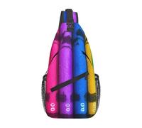 YYHWHJDE Cross Chest Bag Diagonally - Sac à bandoulière de qualité, durable et spacieux pour homme et femme - Impression de crayons de couleur, noir, taille unique, Noir , Taille unique